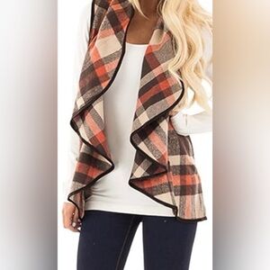 HYFVE Womens plaid open-front vest Size S